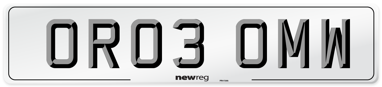 OR03 OMW Number Plate from New Reg